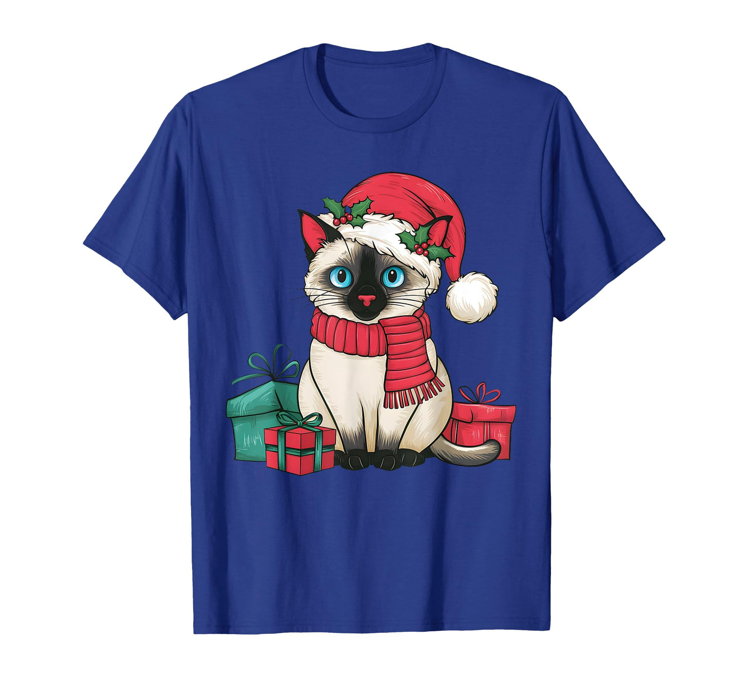 Siamese Cat Xmas Holiday Santa Siamese Cat Christmas Men Women Kids T-Shirt