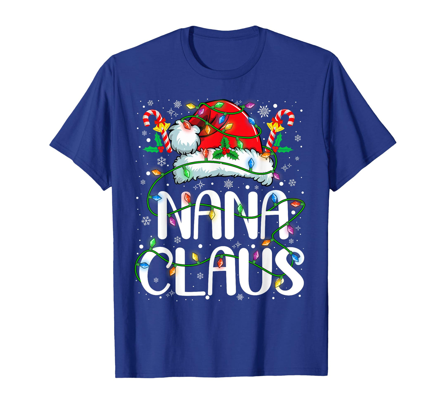 Nana Claus Christmas Lights Pajama Xmas Family Matching T-Shirt