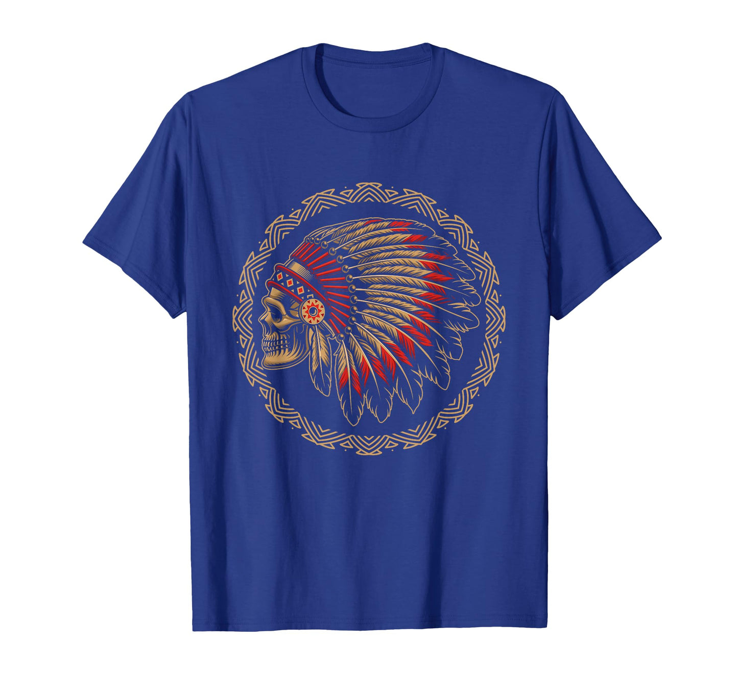 Native Indian American Indigenous People Skull Warbonnet T-Shirt