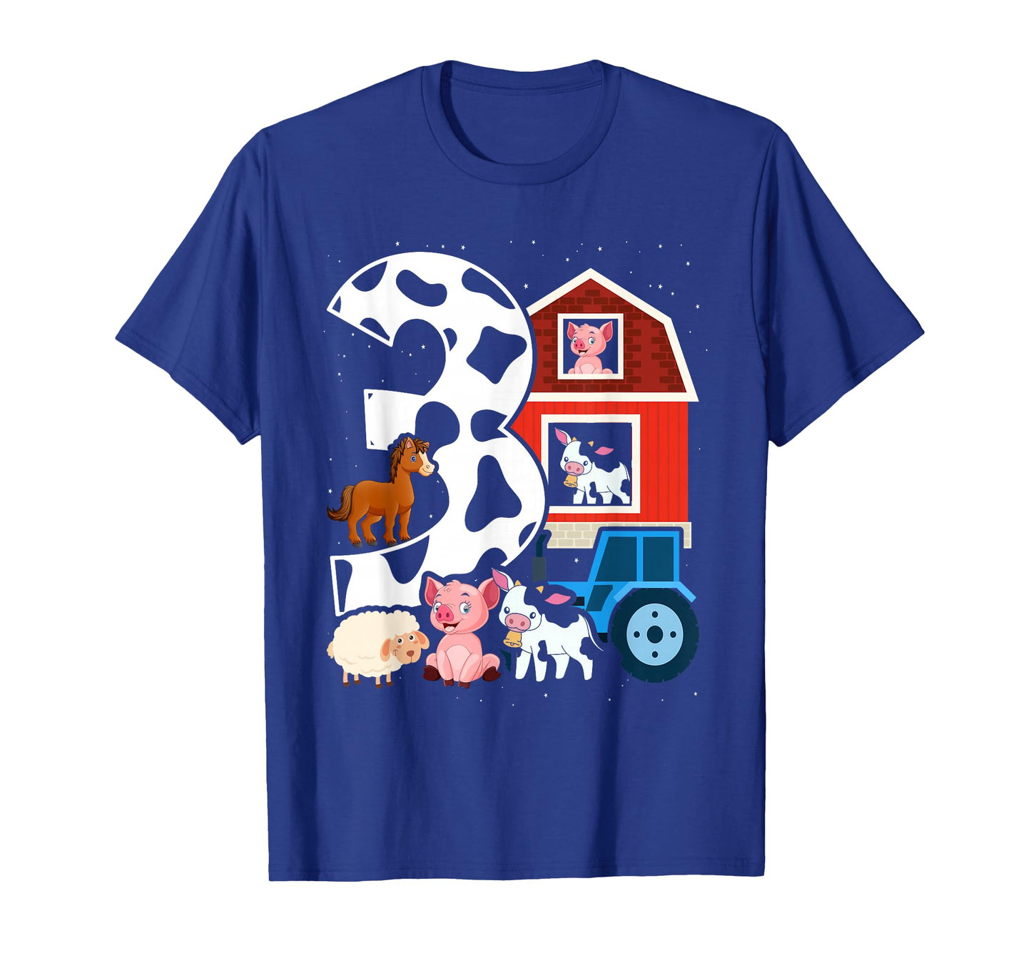 Farm Theme Pig Cow Horse 3rd Birthday 3 Yrs Old T-Shirt