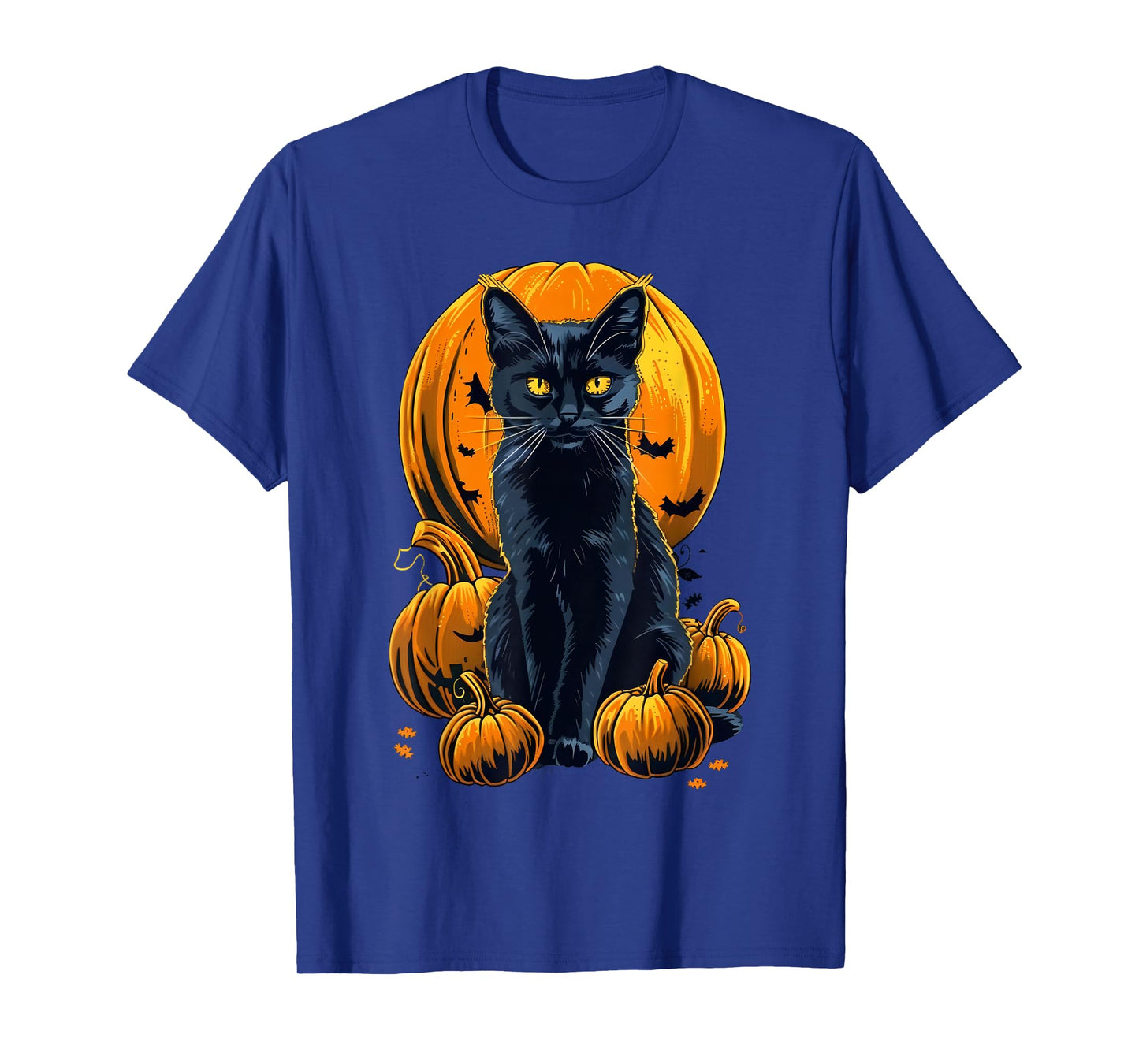 Retro Black Cat Halloween Pumpkin Costume For Women Men Kids T-Shirt