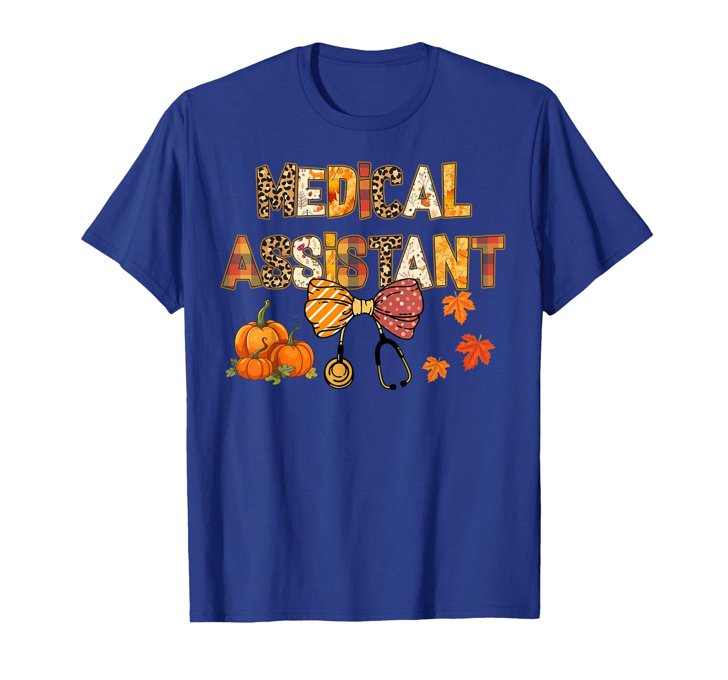 Cute Leopard Medical Assistant Stethocope Fall Coquette Bow T-Shirt