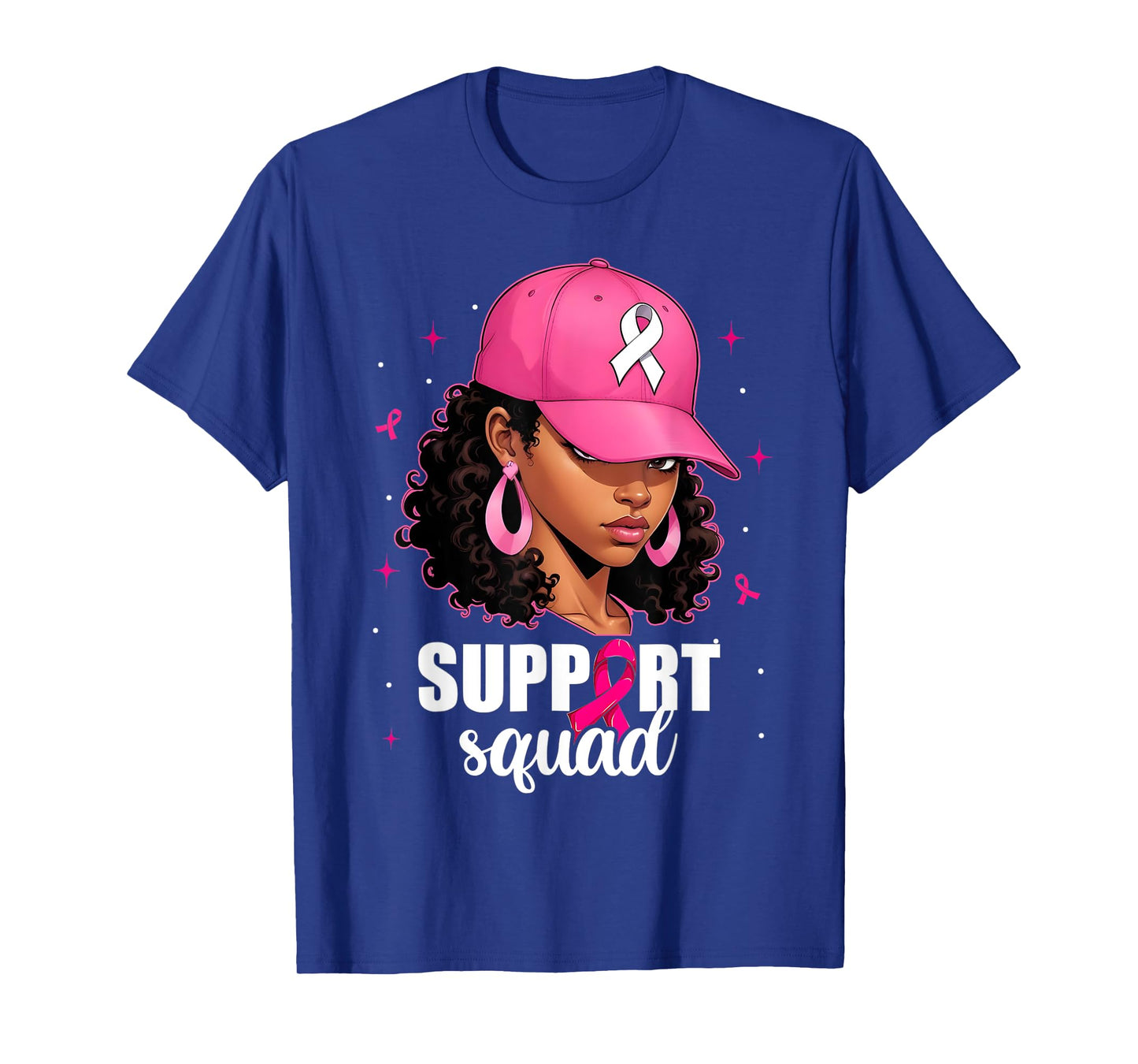 Support Squad Breast Cancer Awareness Black Women Pink Girls T-Shirt
