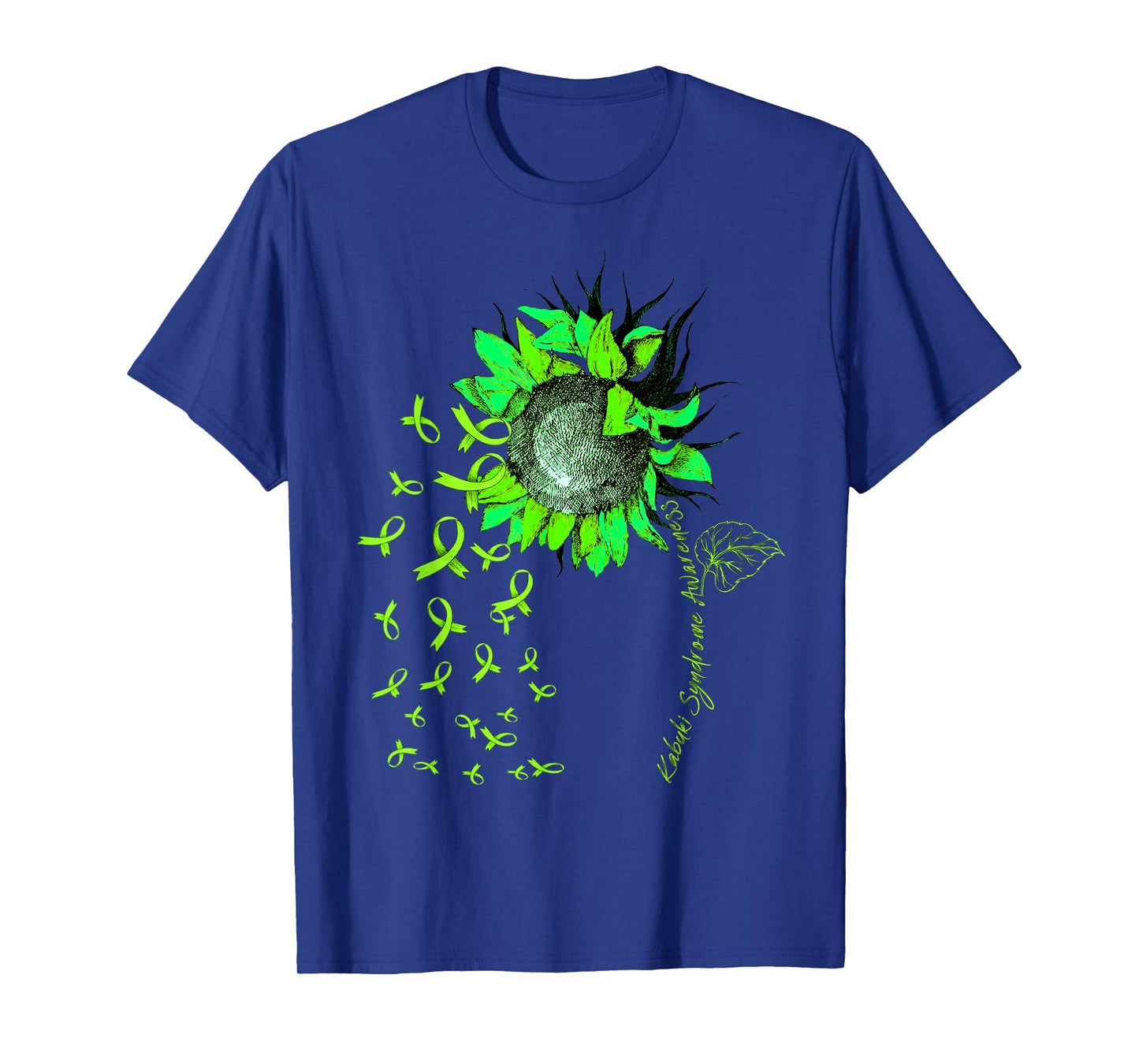 KABUKI SYNDROME AWARENESS Sunflower Lime Ribbon T-Shirt