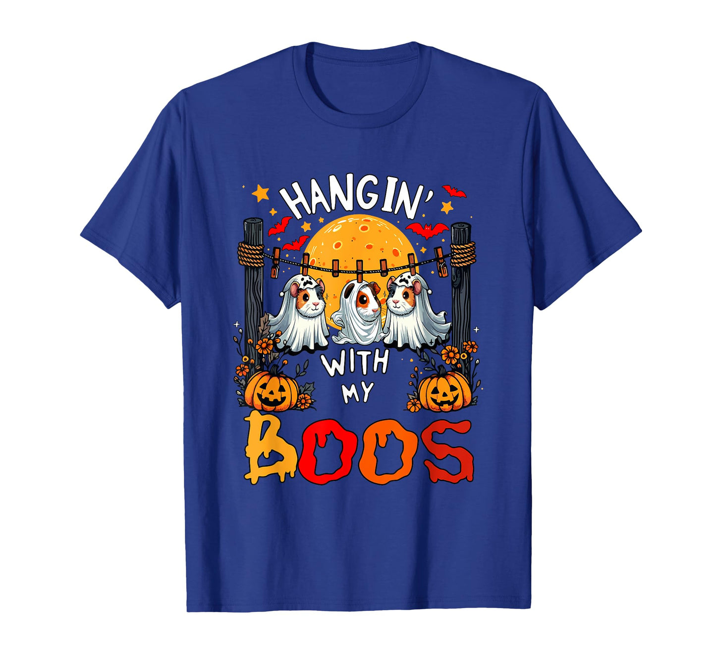 Hangin' With My Boos Three Cute Guinea Pigs Halloween T-Shirt