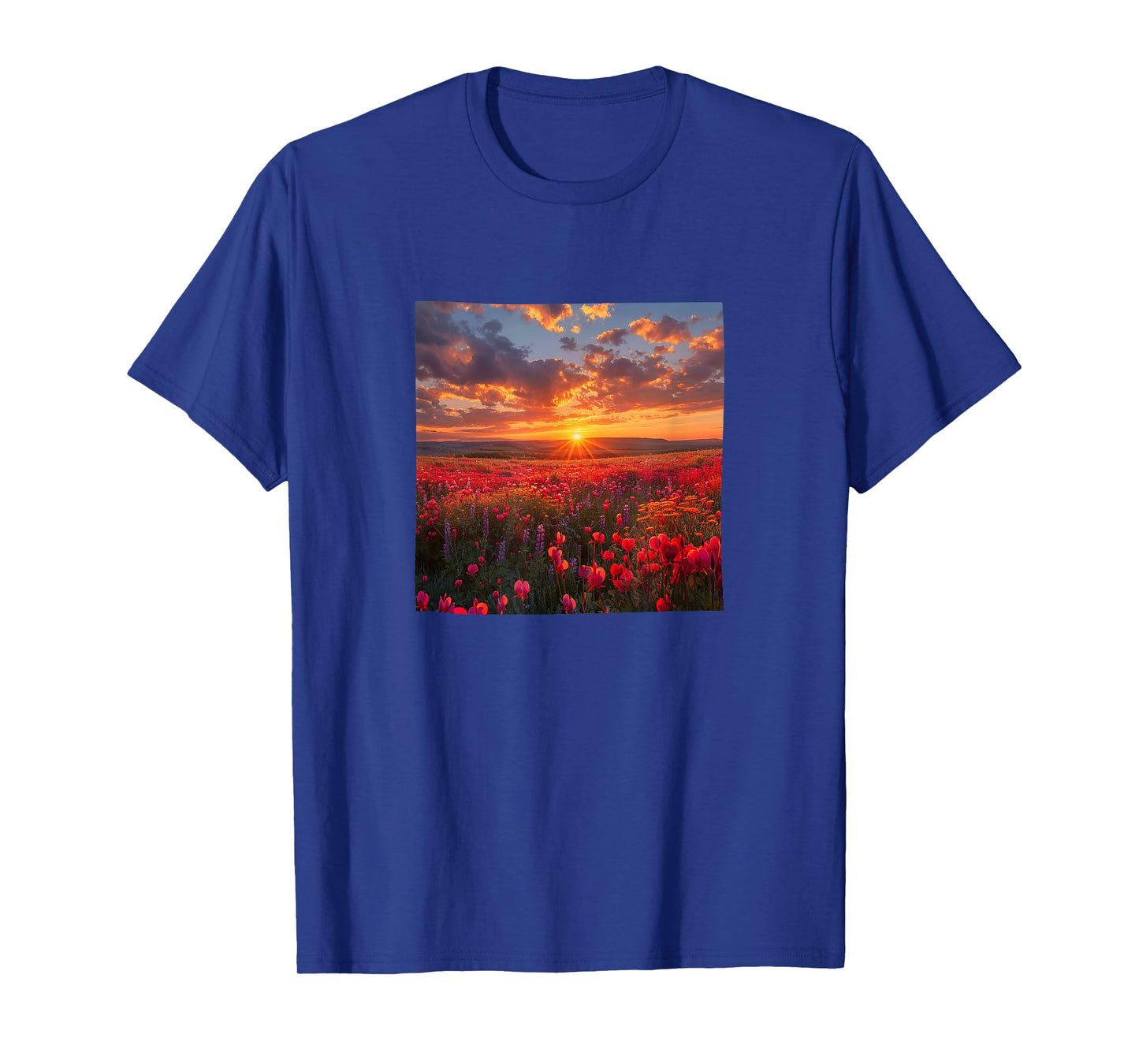 Bleeding Heart Flower Field Beautiful Sunset Graphic T-Shirt