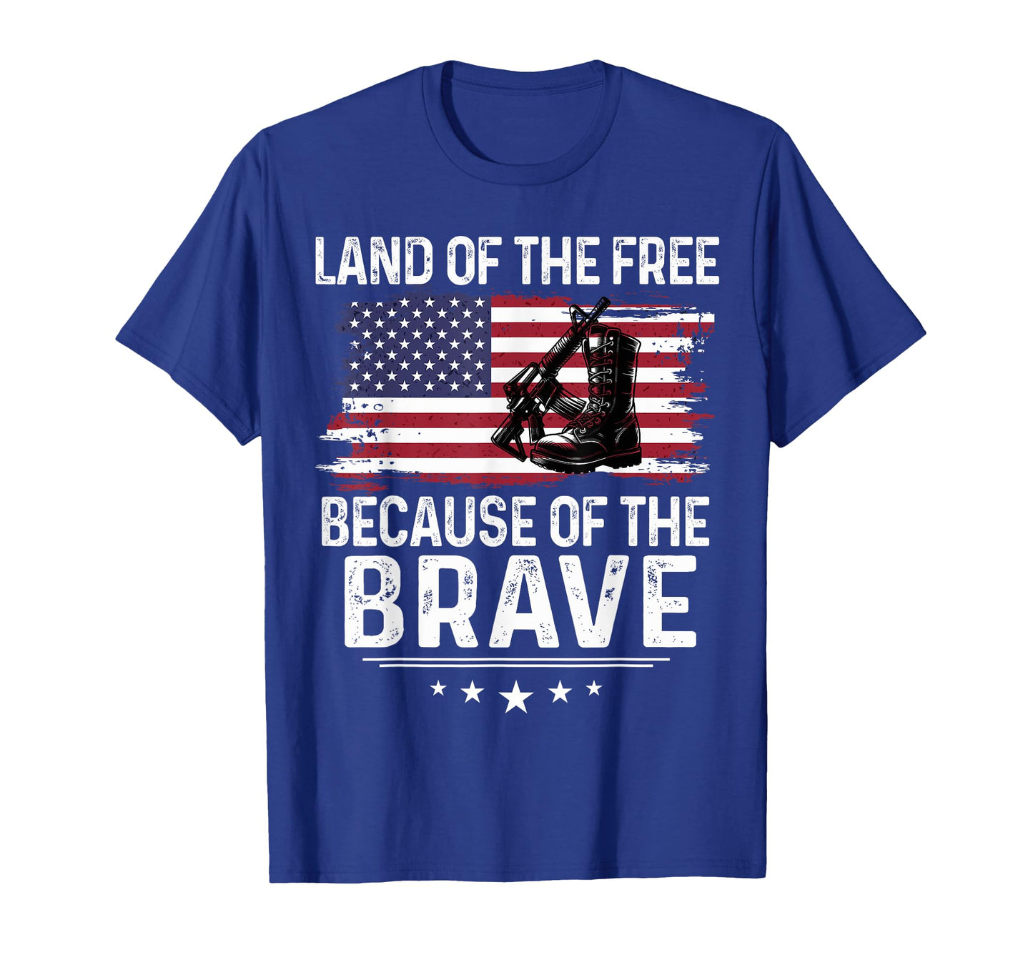 Land of the Free Because of the Brave Tee Military Boots T-Shirt