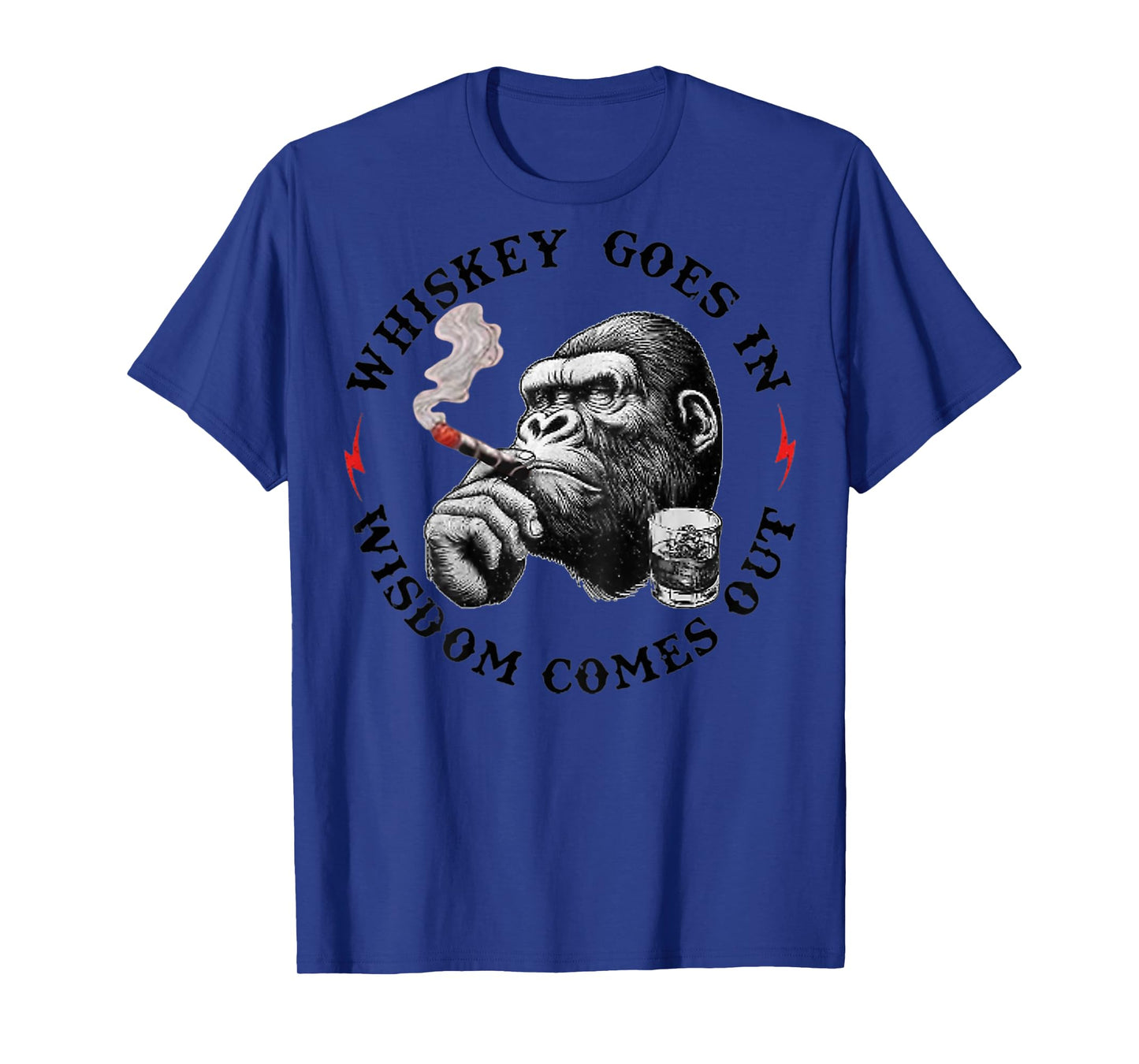 Whiskey Goes in Wisdom Comes Out Funny Monkey T-Shirt