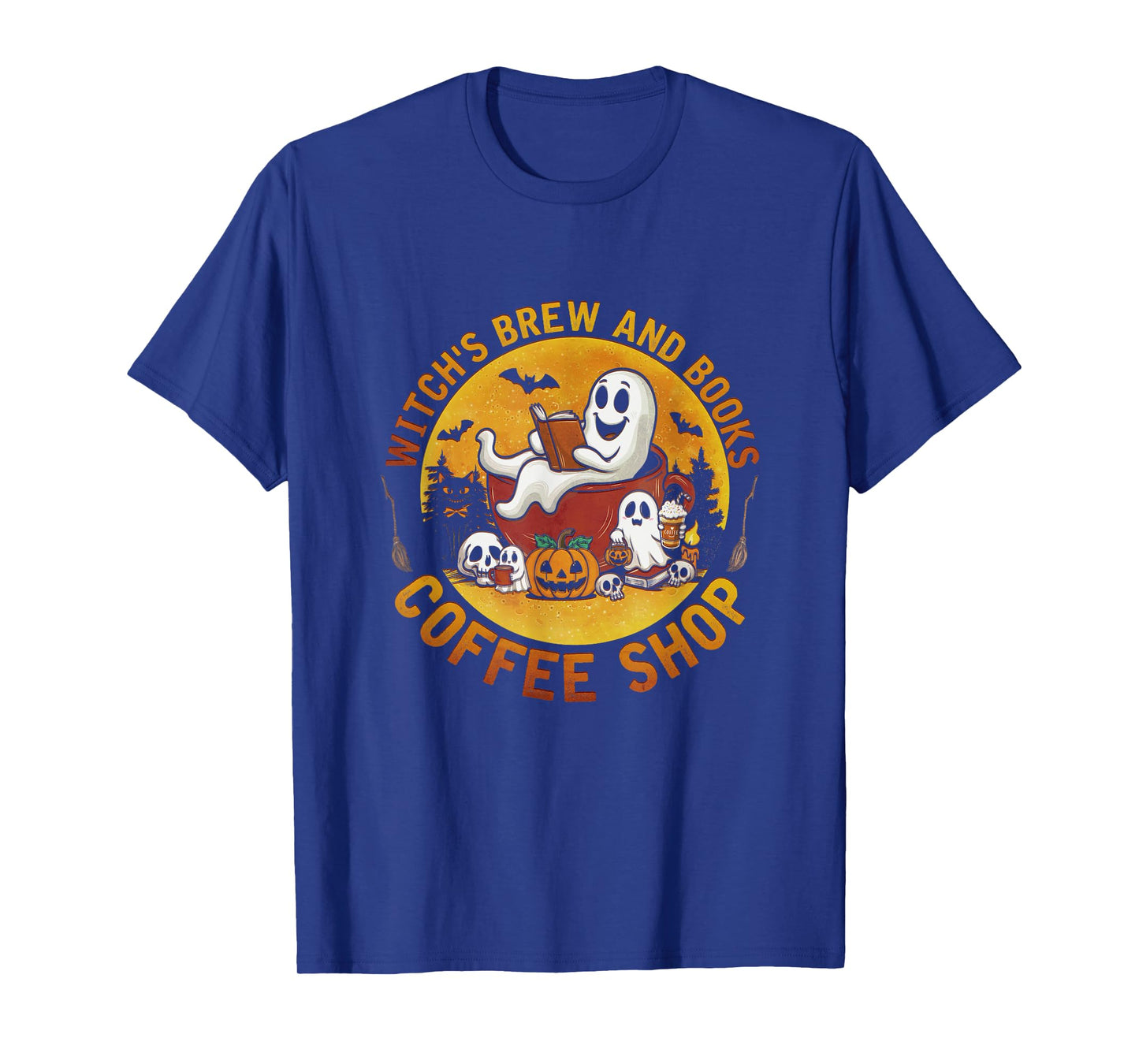 Ghost Witch's Brew And Book Coffee-Shop Halloween Costume T-Shirt
