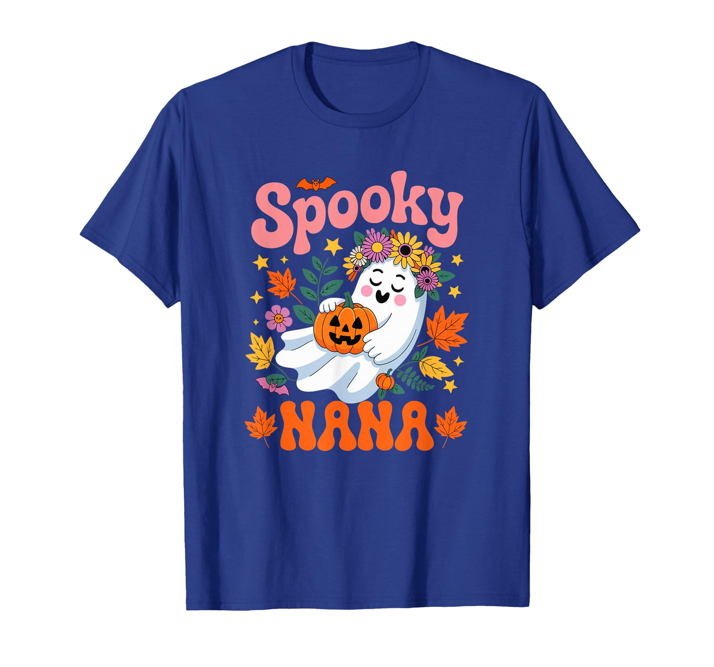 Spooky Halloween Nana Floral Boo Ghost Cute Women Family T-Shirt