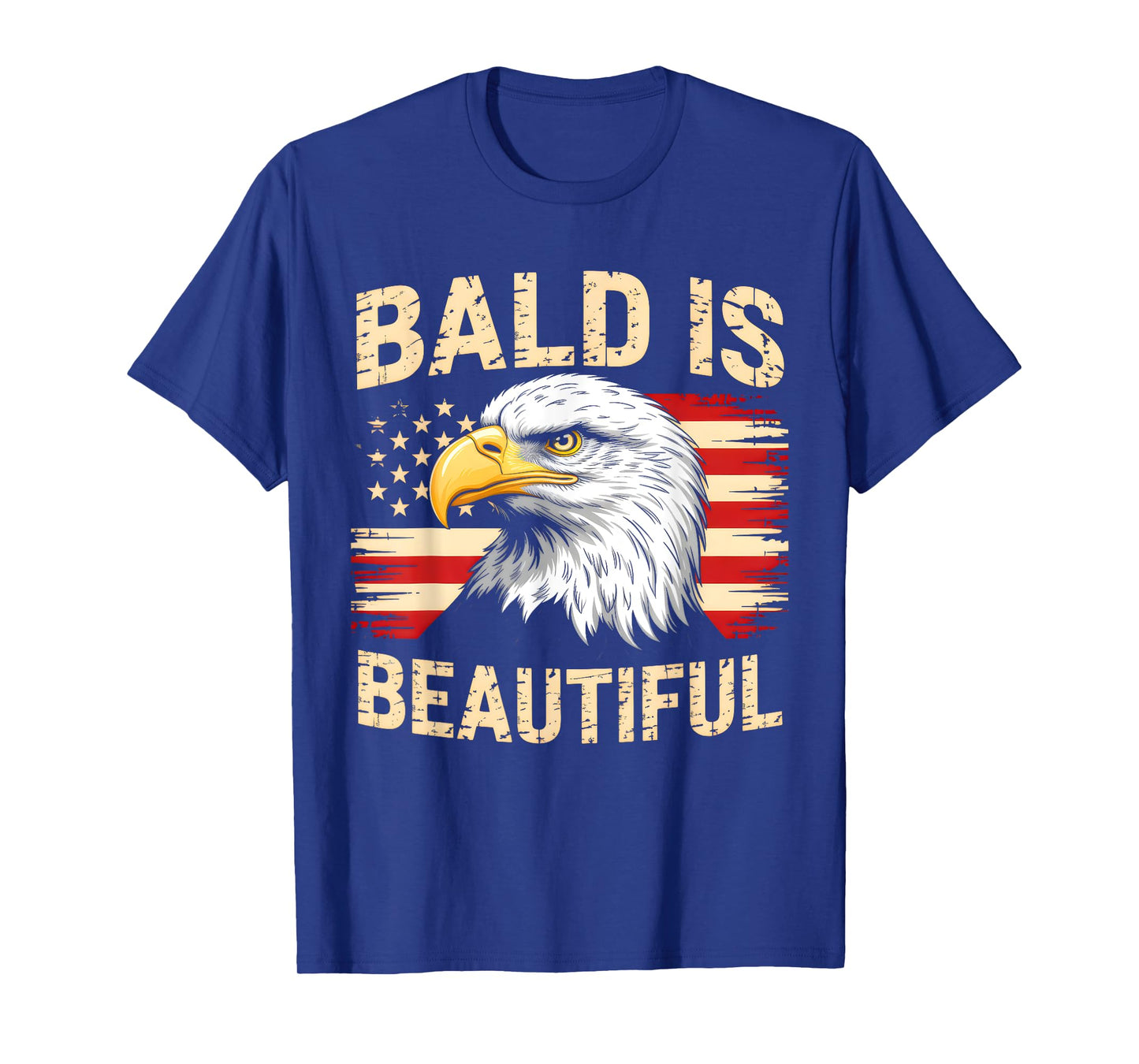 Bald Is Beautiful 4th of July American Flag Men Women Kids T-Shirt