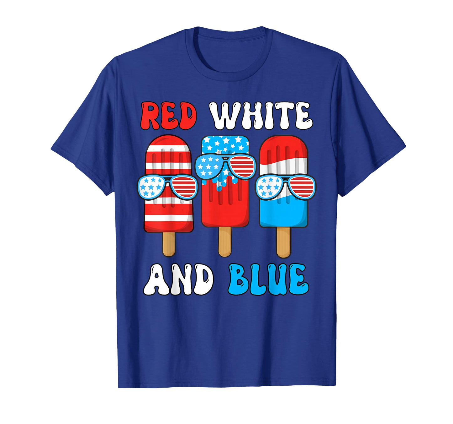 Boy 4th July Red White Blue Popsicle American Flag Patriotic T-Shirt