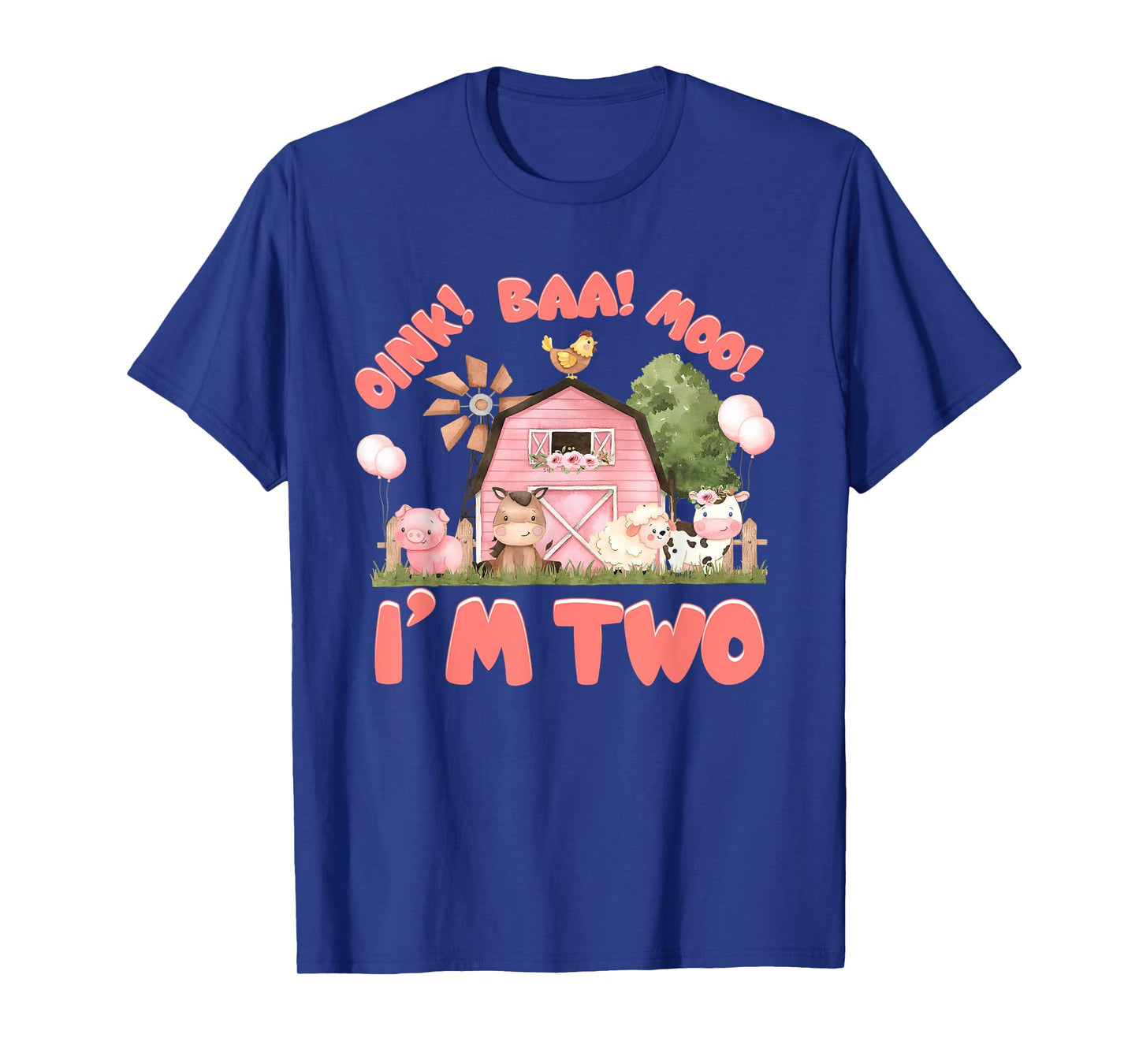Pink Kids 2nd Farm Barnyard Birthday Girls Toddlers Party T-Shirt