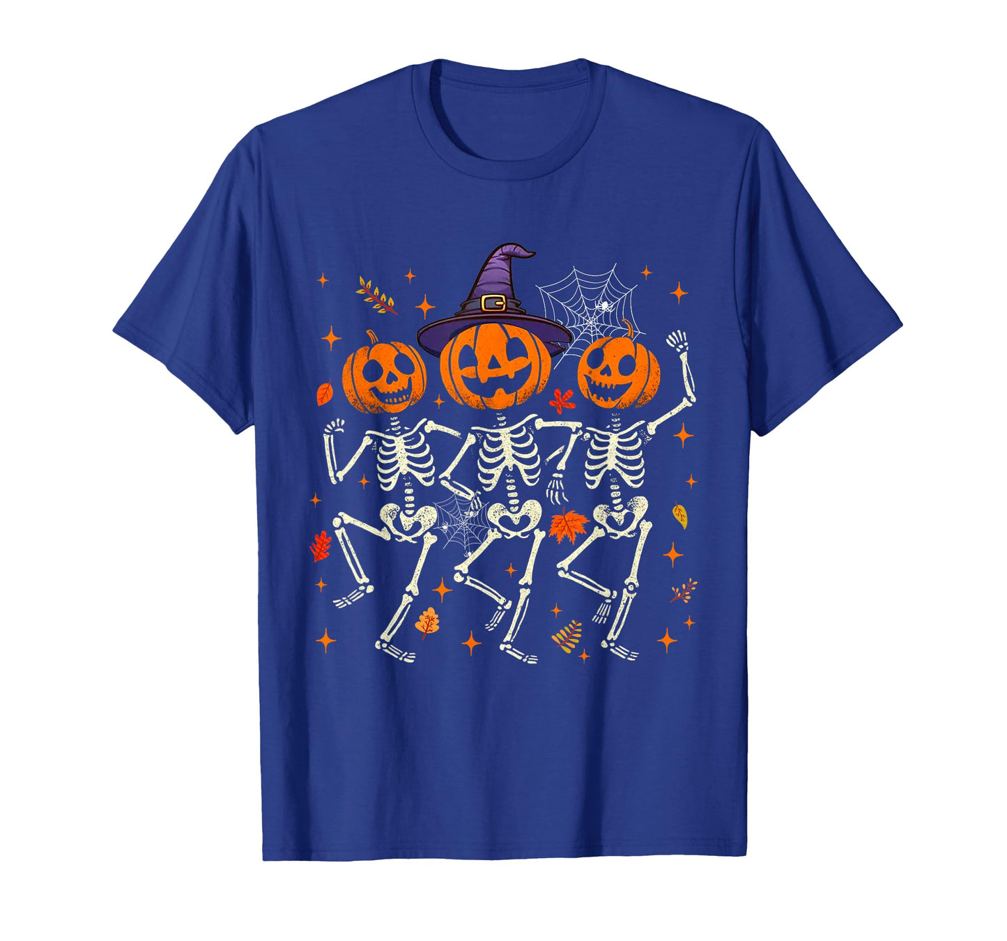 Pumpkin Skeleton Halloween Spooky Season Fall Tee for Women T-Shirt