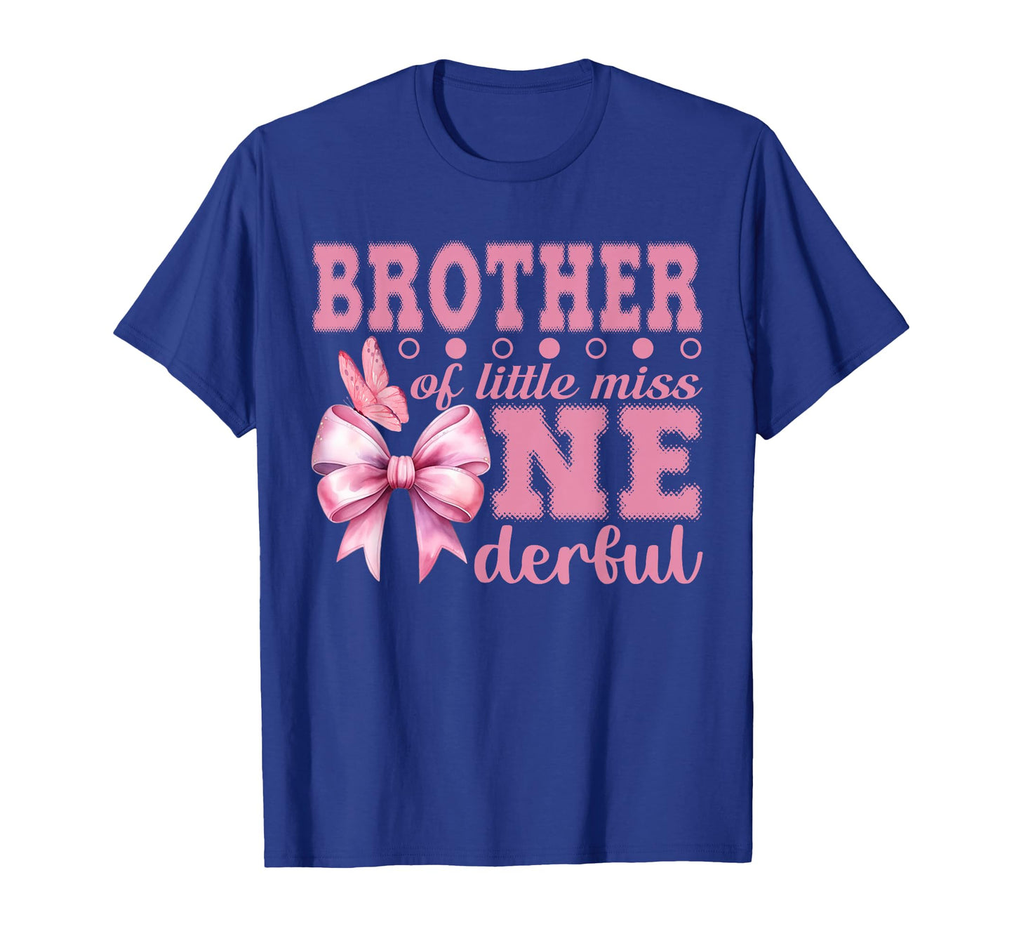 Brother of Little Miss Onederful First Birthday Pink Bow T-Shirt