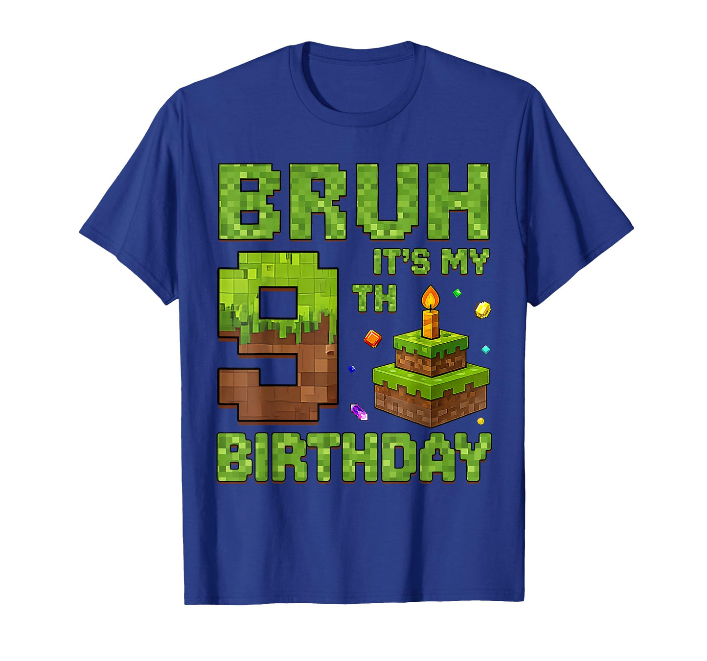 Funny Birthday Boy Bruh It's My 9th Birthday Game Pixel T-Shirt