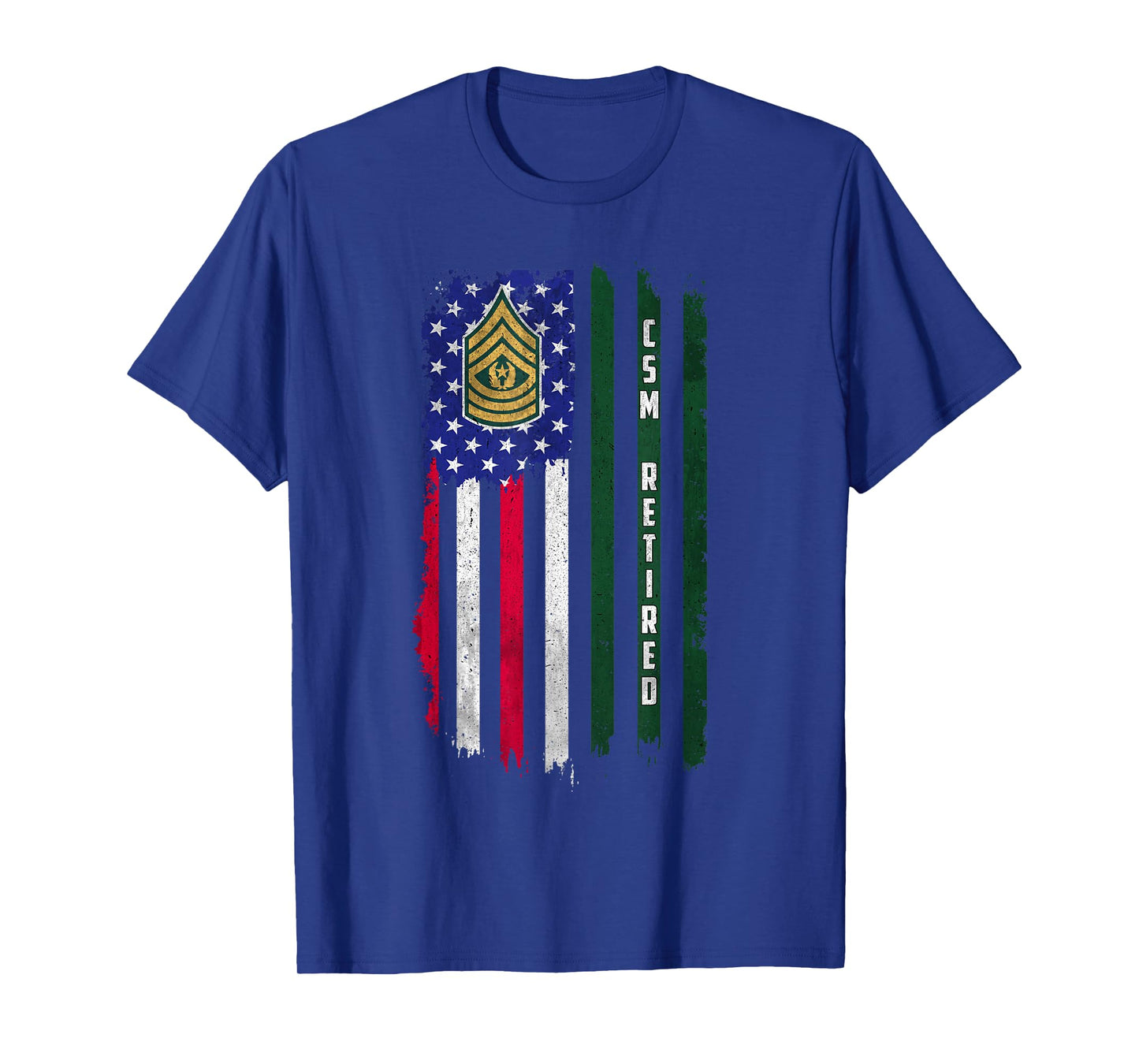 Retired E-9 Command Sergeant Major CSM Rank American Flag T-Shirt