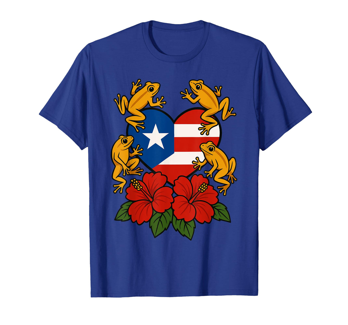 Puerto Rico Coquí Frog Flor de Maga Flowers Heart Island T-Shirt