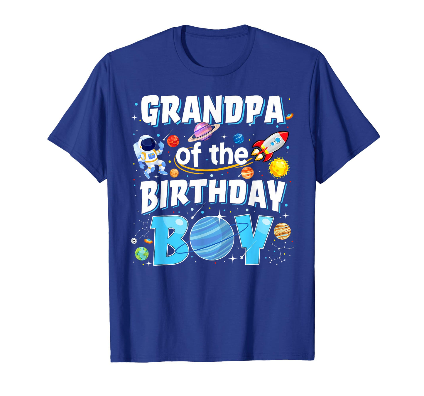 Grandpa Of The Birthday Boy Astronaut Space Planets Birthday T-Shirt