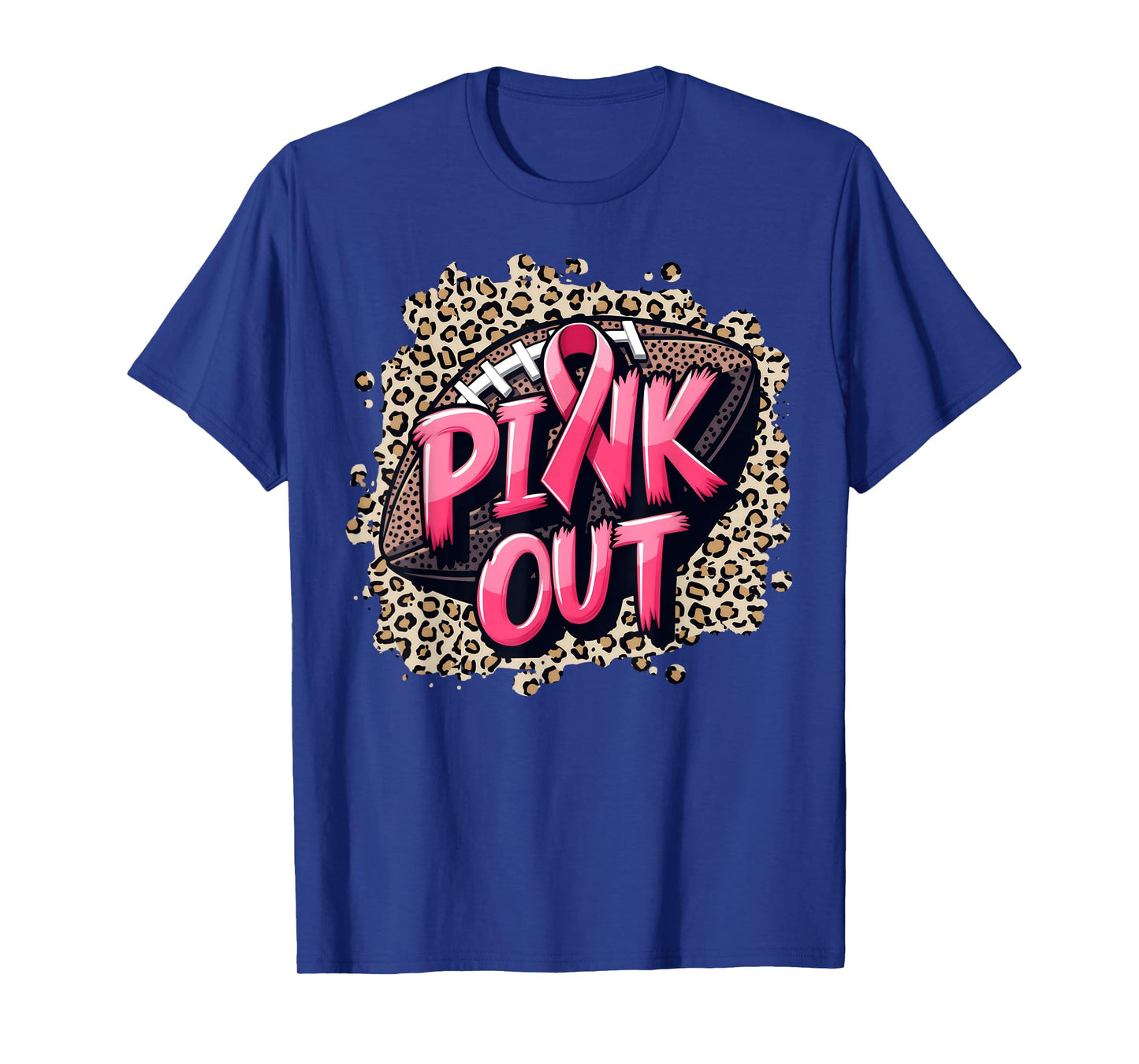 Pink Out American Football Leopard Tackle Breast Cancer 2024 T-Shirt