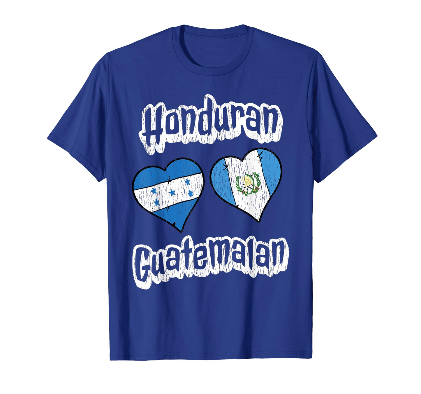 Honduran Guatemalan Flag Heart Combo Distressed T-Shirt