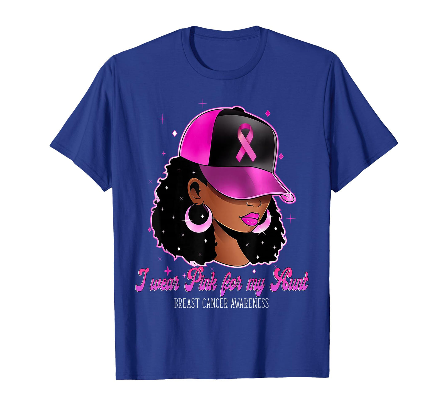 I Wear Pink For My Aunt Breast Cancer Awareness Afro Girl T-Shirt