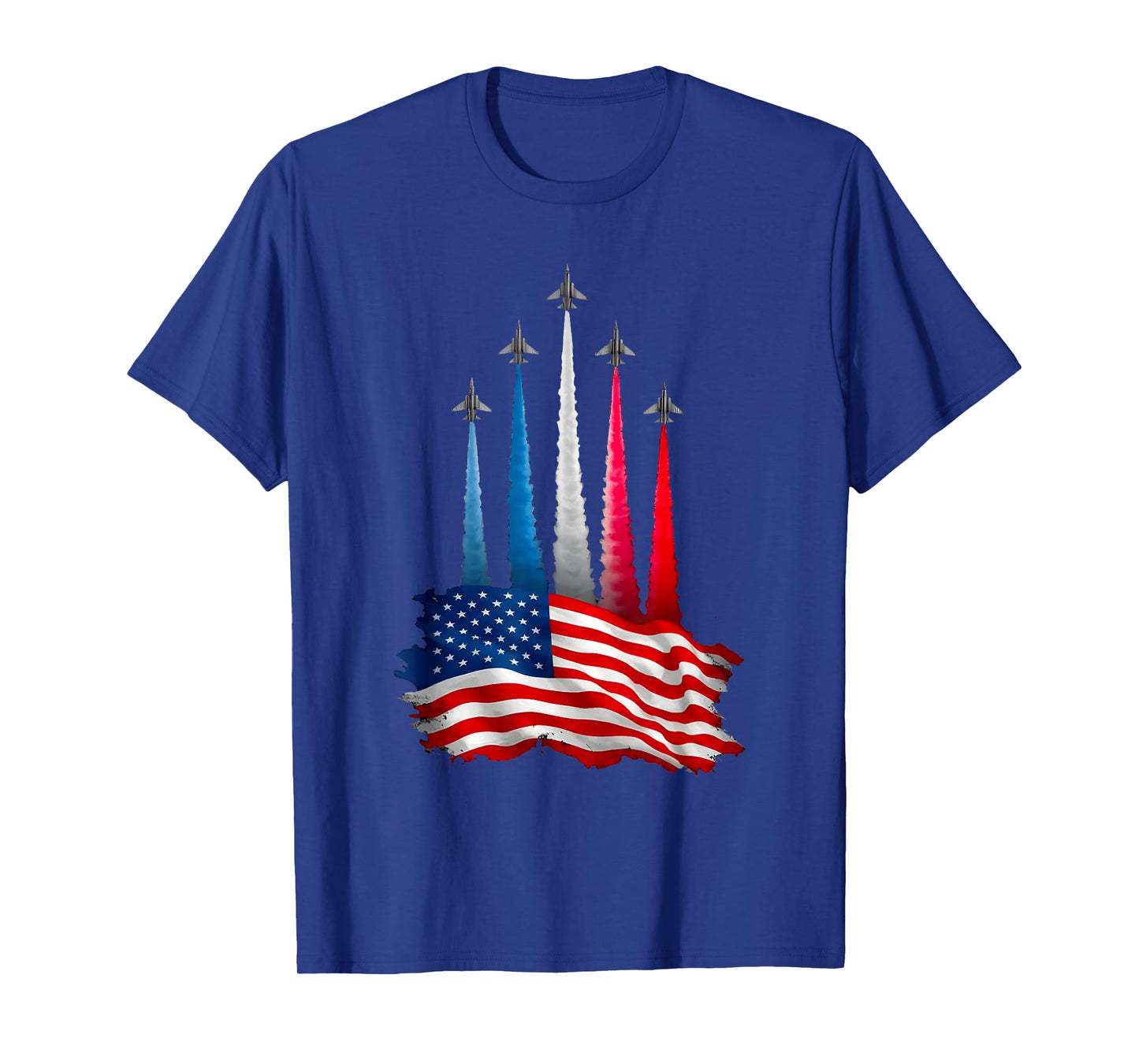 Independence Day American Flag Jet Planes Red White Blue T-Shirt