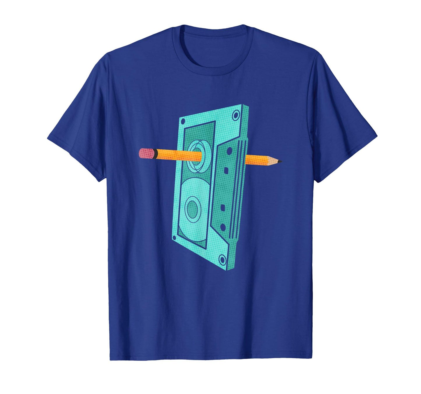Vintage Rewind Funny 80s 90s Cassette Pencil Gift Men Women T-Shirt