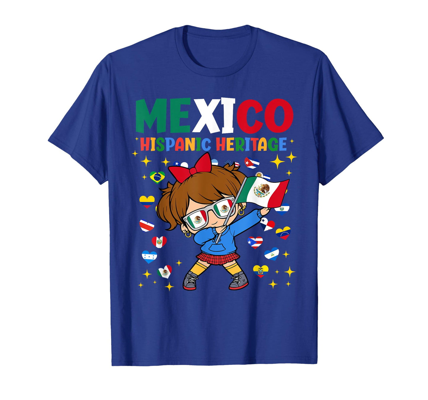 Hispanic Heritage Month Mexico Flag Mexican Girl Kids T-Shirt