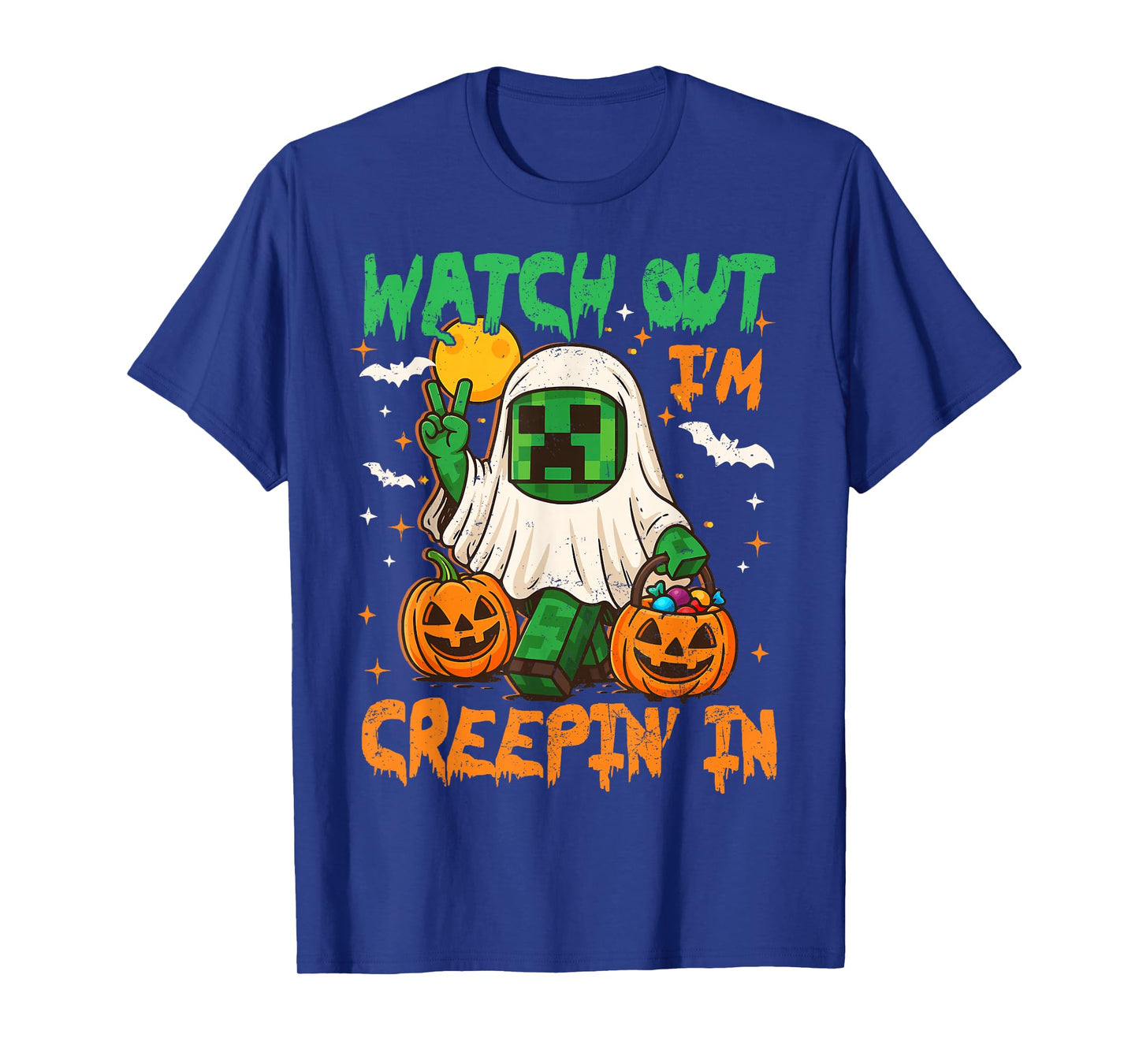 Halloween Costume Kid Boy Game Pixel Ghost Creepin In Spooky T-Shirt