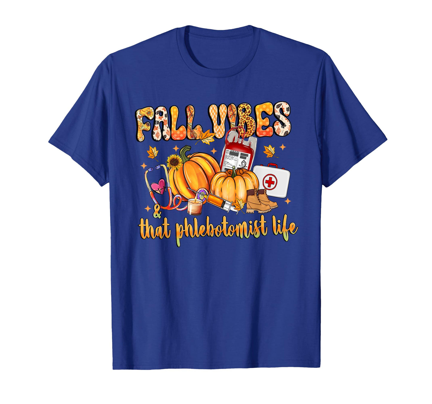 Fall Vibes & That Phlebotomist Life Pumpkin Leopard Gifts T-Shirt