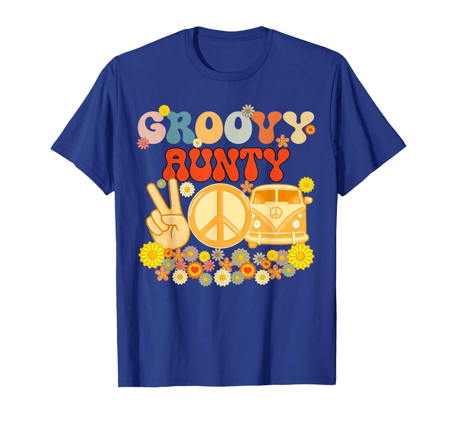 Groovy Aunty Retro Matching Family Baby Shower Mother's Day T-Shirt