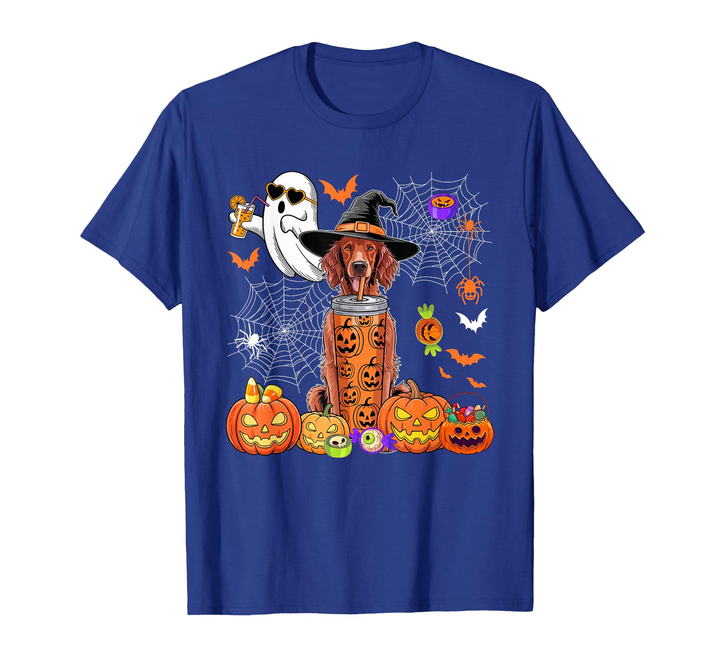 Irish Setter As Witch Drinking Coffee Halloween Boo Ghost T-Shirt