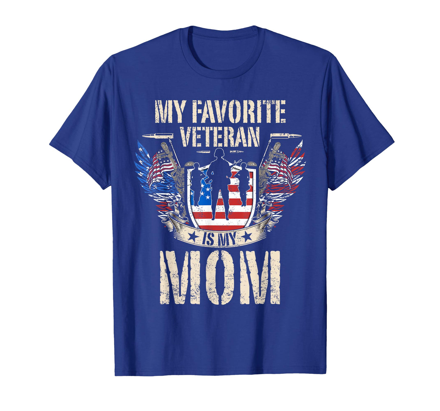 My Favorite Veteran Is My Mom Usa Flag Vintage Men Women T-Shirt