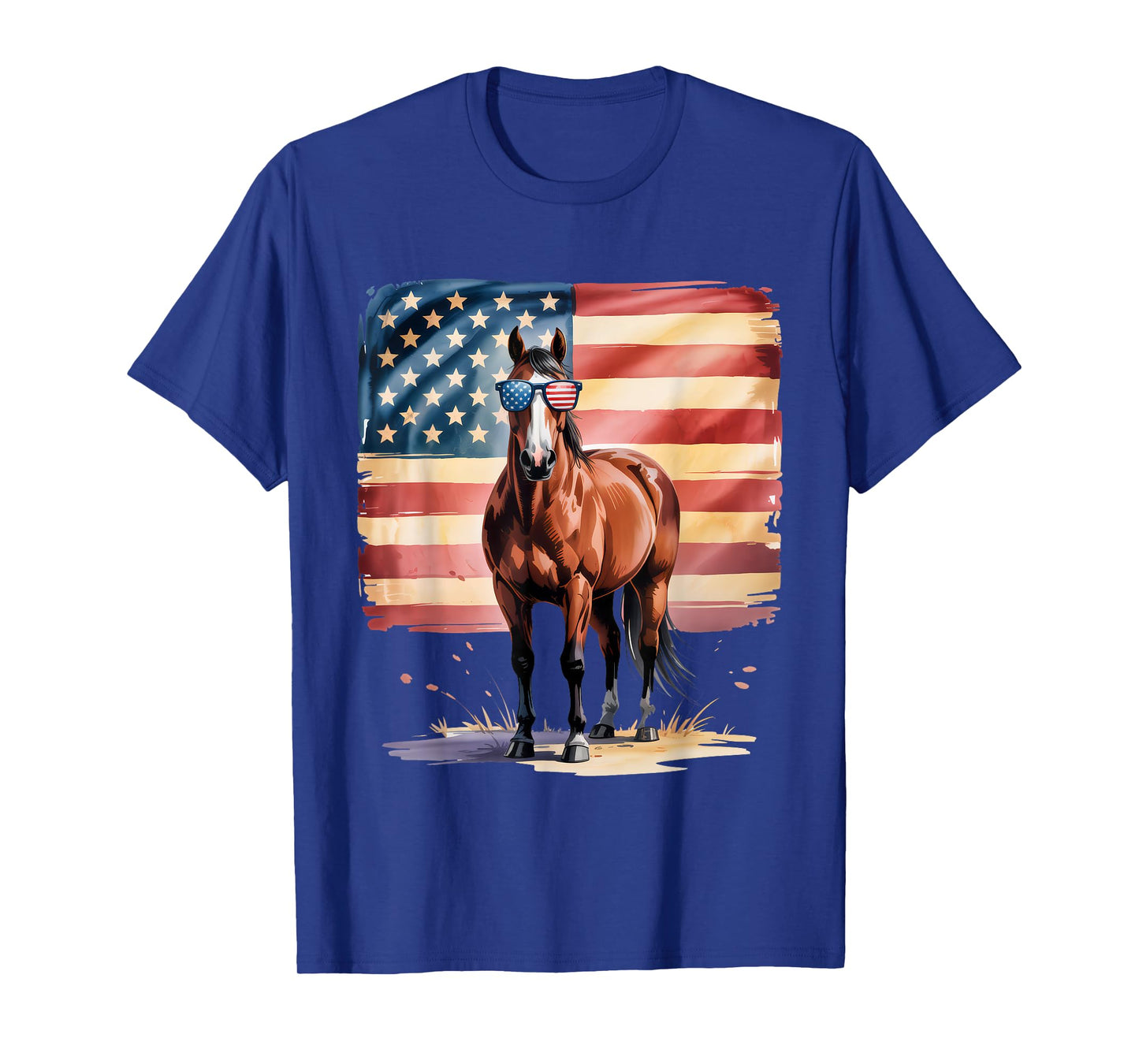 American Flag Horse USA 4th Of July Patriotic Men Women T-Shirt
