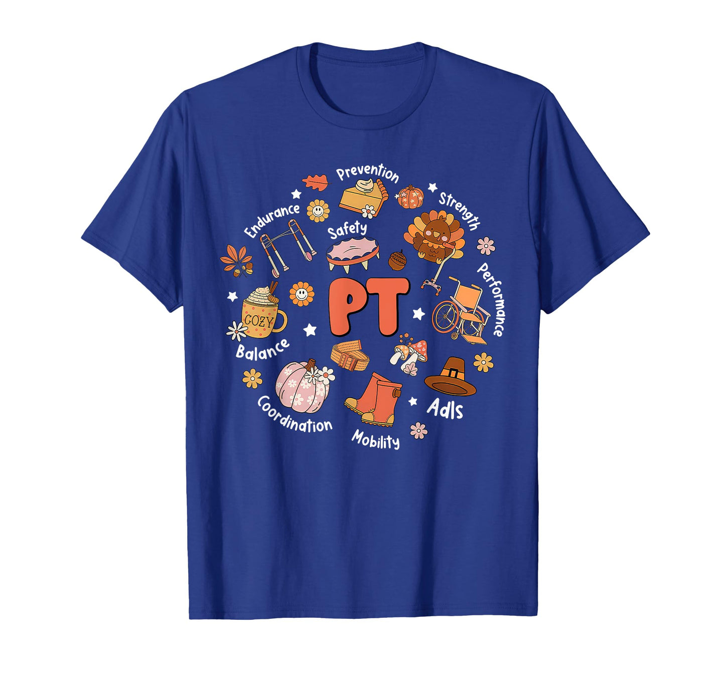 Retro Physical Therapy PT Fall Vibes Autumn Thanksgiving T-Shirt