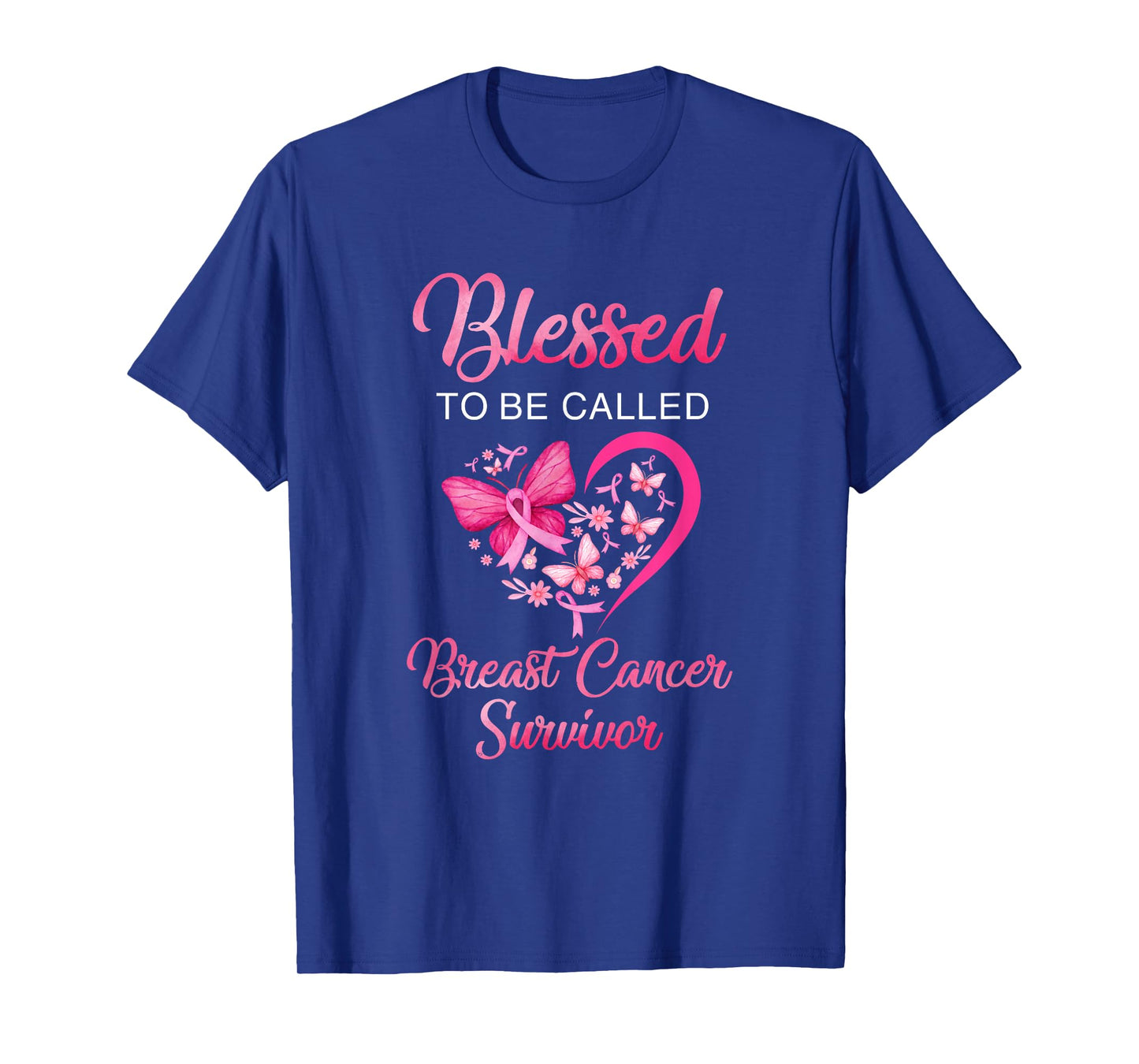 Blessed To Be Called Breast Cancer Survivor Pink Butterfly T-Shirt