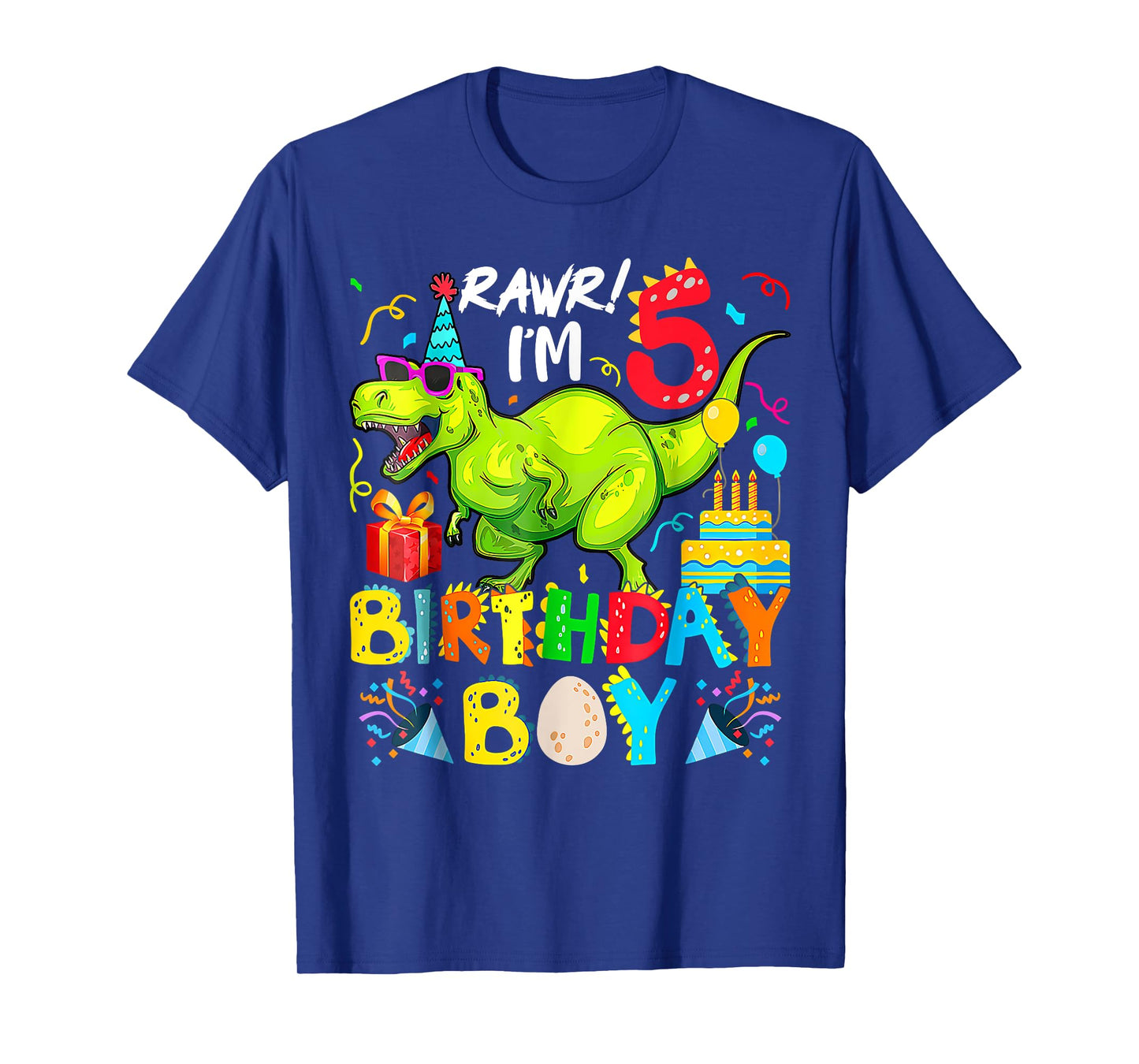 Rawr I'm 5Th Birthday Boy Dinosaur T-Rex 1 Years Old T-Shirt