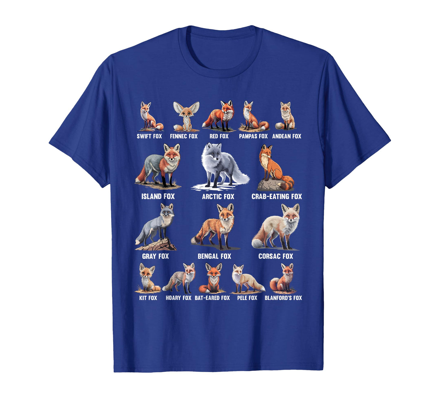 Foxes Of The World Funny Fox Animals Educational T-Shirt