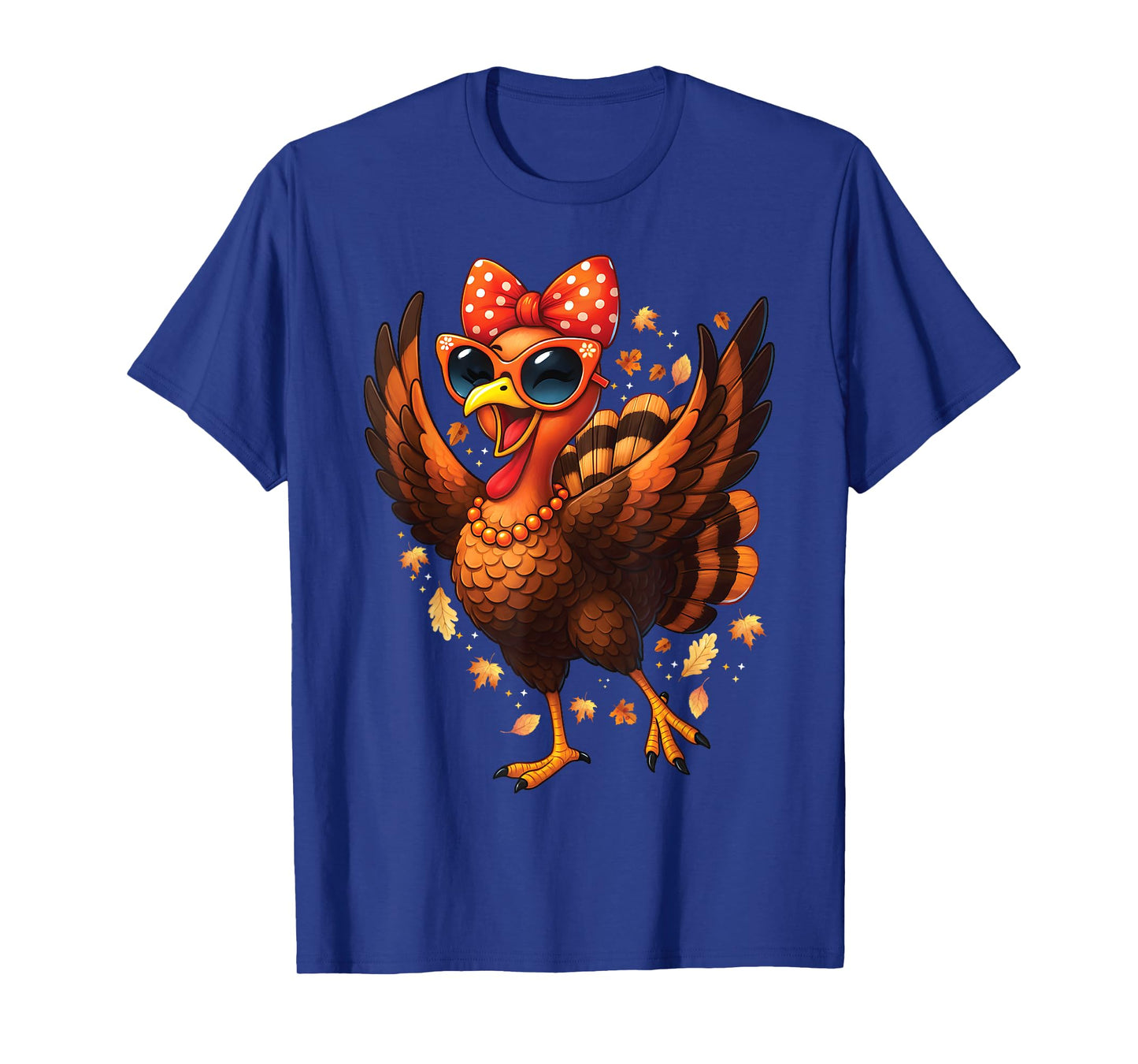 Turkey Dancing Turkey Day Womens Fall Cute Bow Thanksgiving T-Shirt