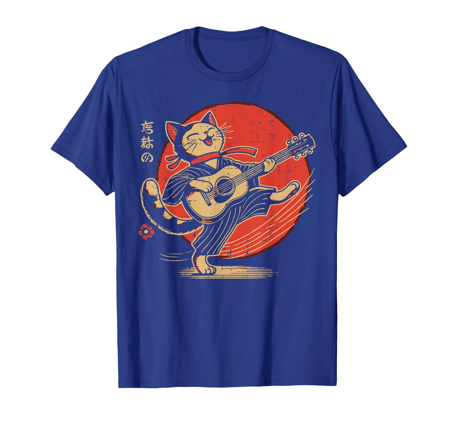 Japanese Cat Guitar Kawaii Music Art Women Girls Kids Men T-Shirt