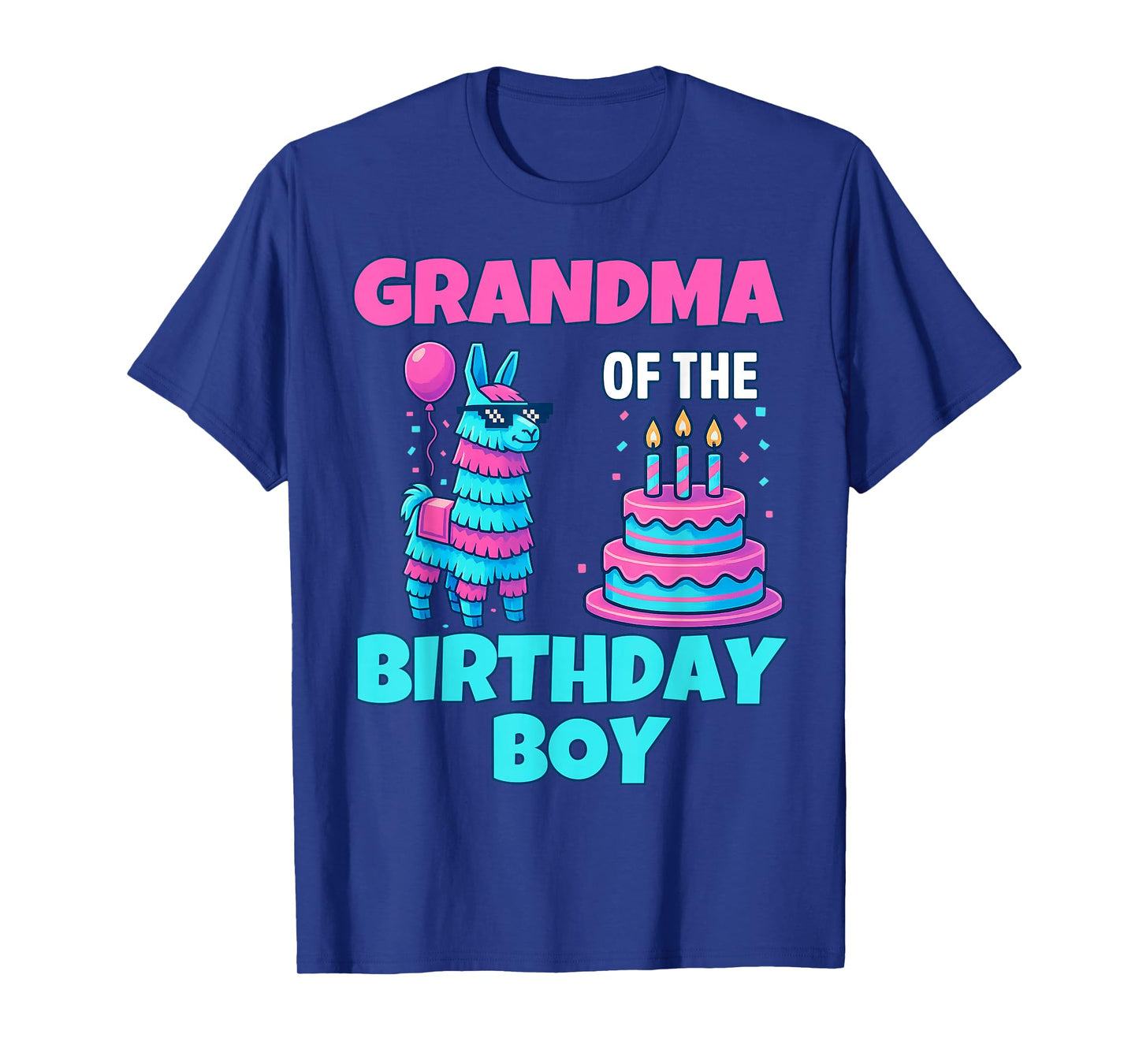 grandma Birthday Boy Llama Pinata Party family mathing women T-Shirt