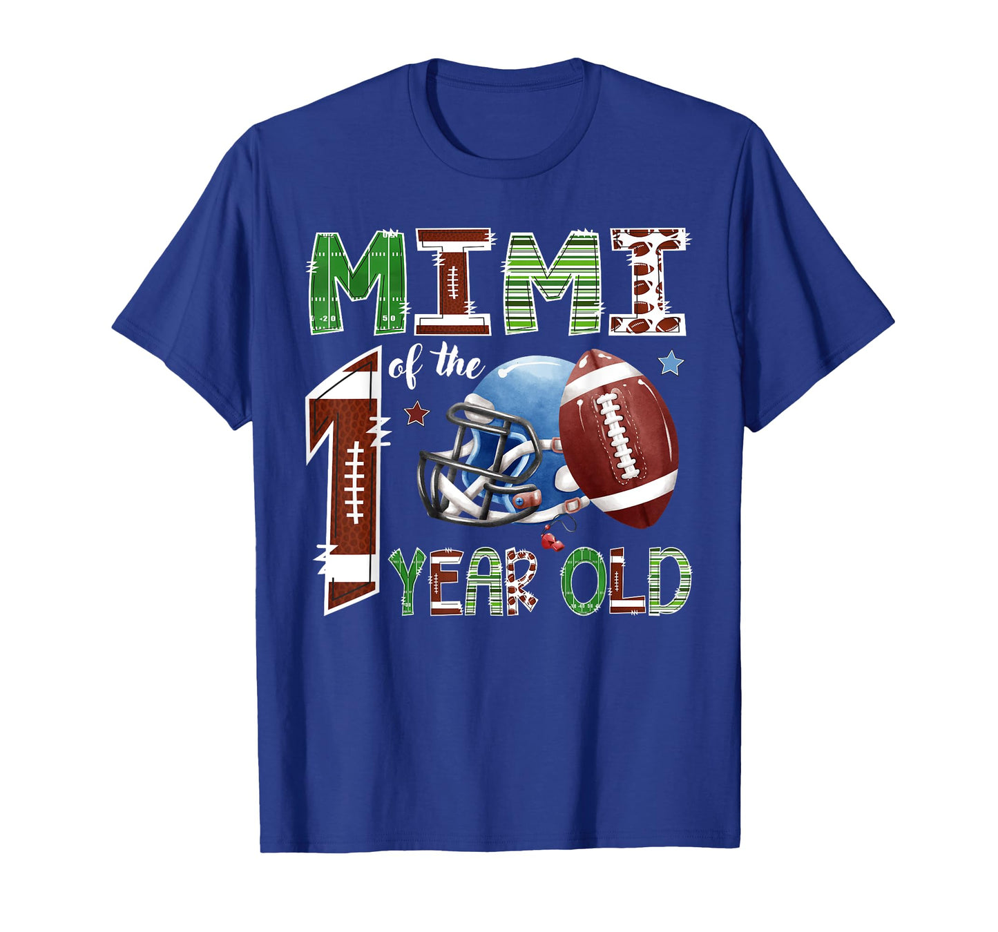 Mimi Of The 1 Year Old Football 1St Year Down Birthday T-Shirt
