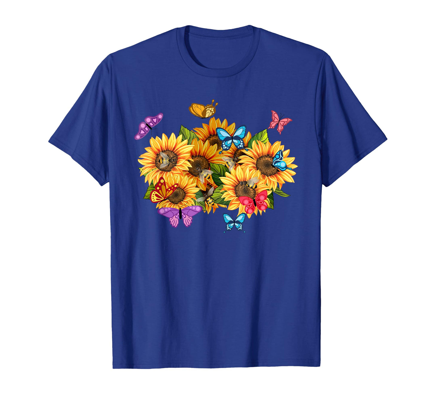 Sunflower Butterfly Summer Bees Florist Floral T-Shirt