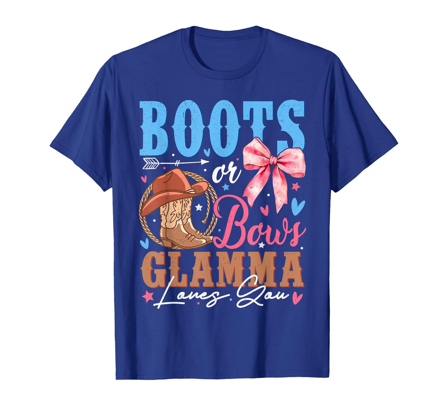Boots or Bows Gender Reveal Decorations Glamma Loves You T-Shirt