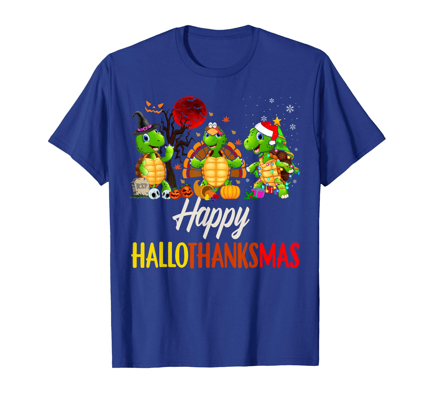 Happy Hallothanksmas Santa Turtle Halloween Thanksgiving T-Shirt
