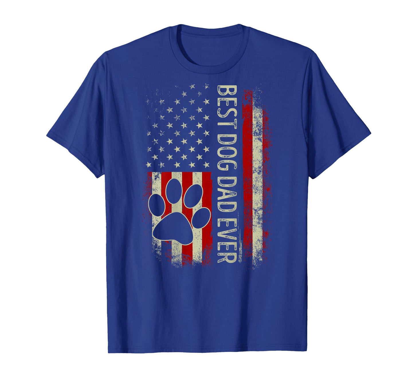 Vintage American Flag Funny Dad Fathers Day Dog Dad On Back T-Shirt