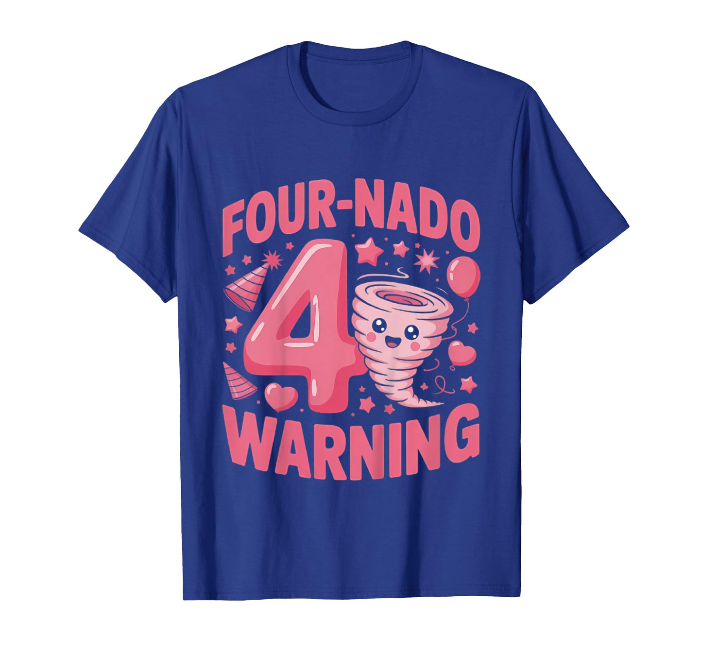 Kids Four-Nado Warning 4th Birthday Girl Tornado Birthday T-Shirt