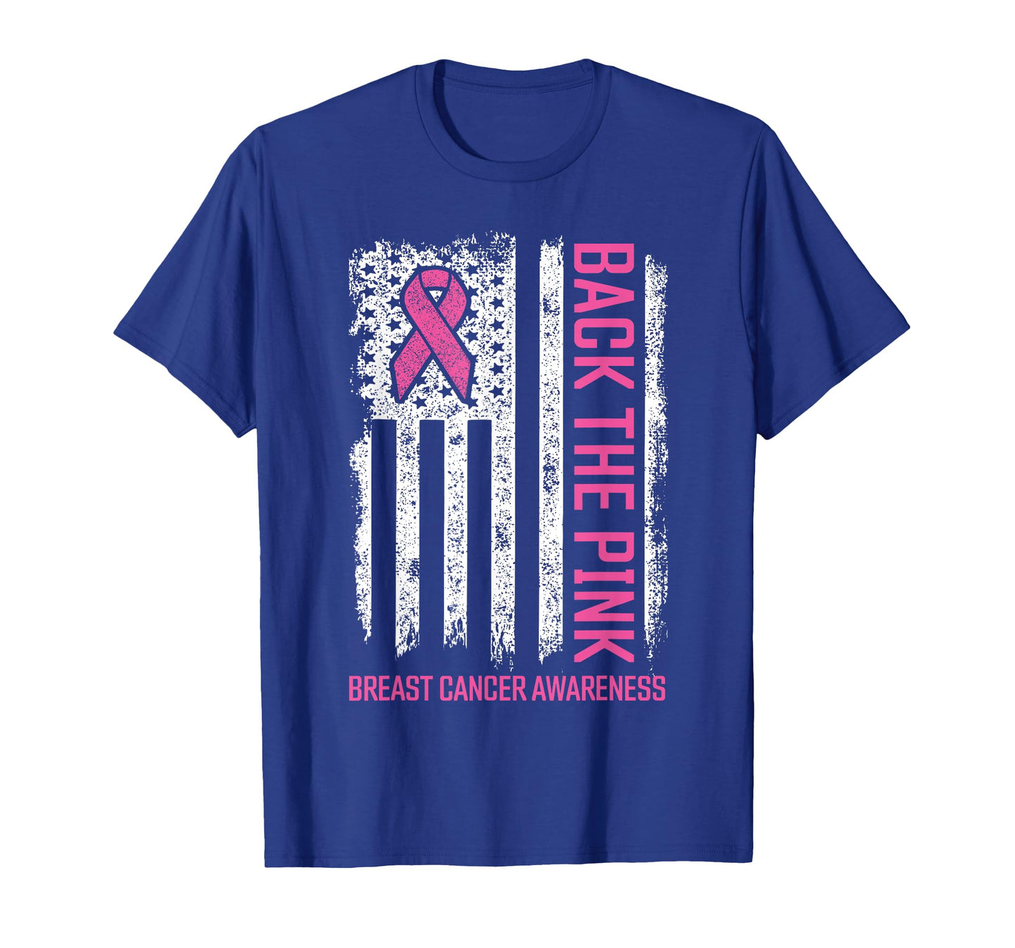 Back The Pink American Flag Breast Cancer Awareness Ribbon T-Shirt
