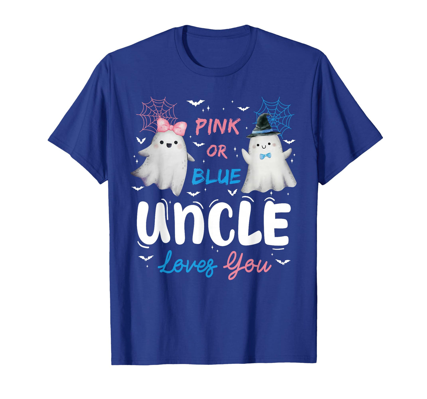 Pink or Blue Uncle Loves You Halloween Ghost Gender Reveal T-Shirt